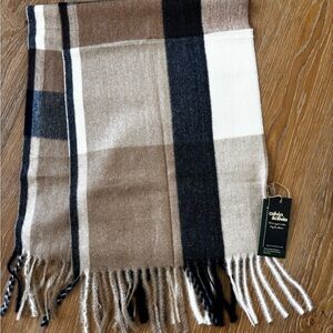 Men's Tan and Black Checkered Scarf